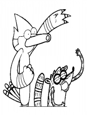 mordecai e rigby para colorir