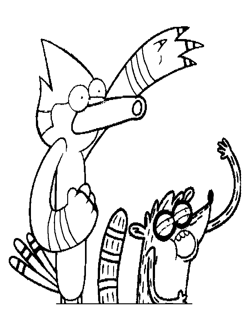 mordecai e rigby para colorir