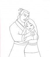 mulan e shang para colorir