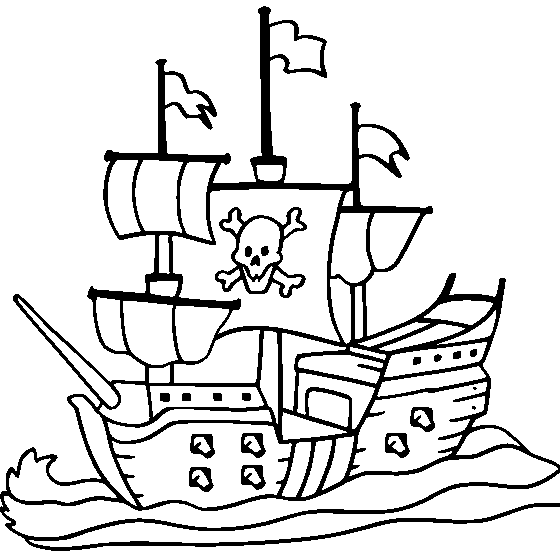 navio pirata para colorir