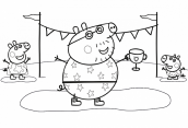 papai pig, peppa e george para colorir