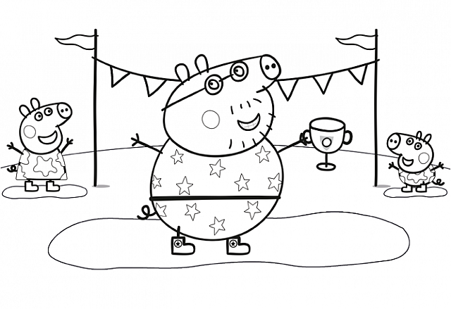 papai pig, peppa e george para colorir