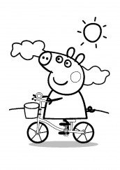peppa pig na bicicleta desenho para colorir