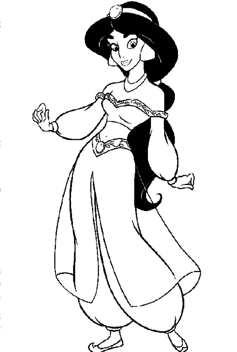 princesa jasmine para colorir