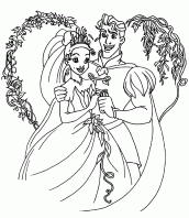 princesa tiana e principe para colorir