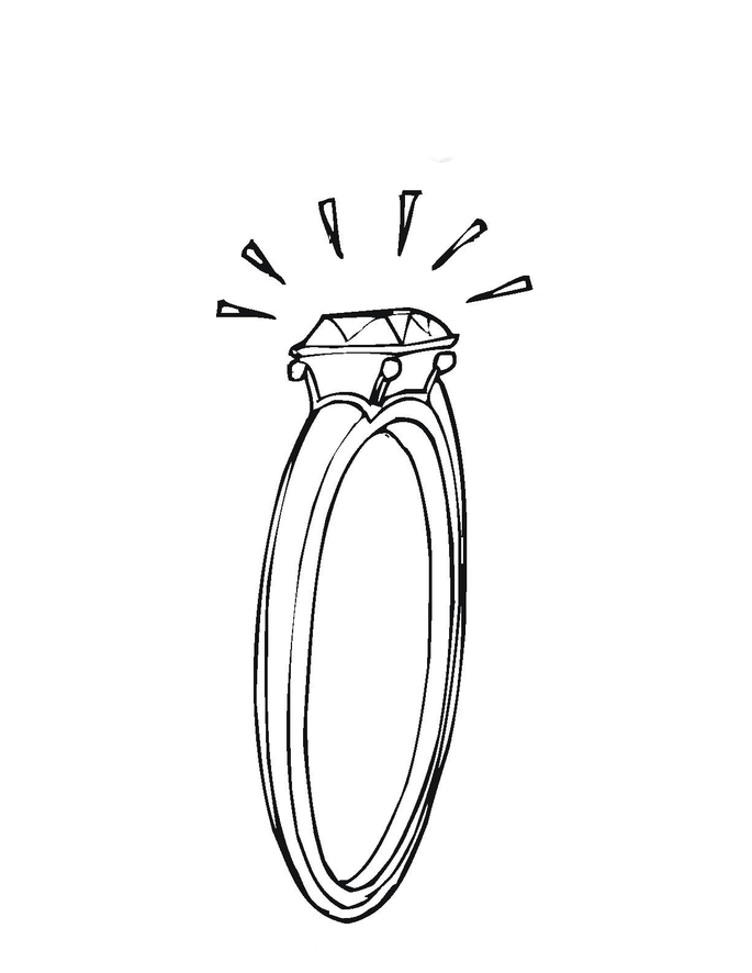 anel de casamento para colorir