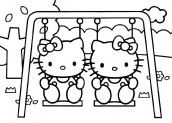 hello kitty na gangorra para colorir