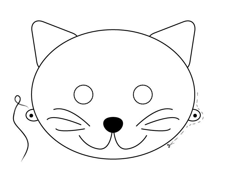 mascara de gato para colorir