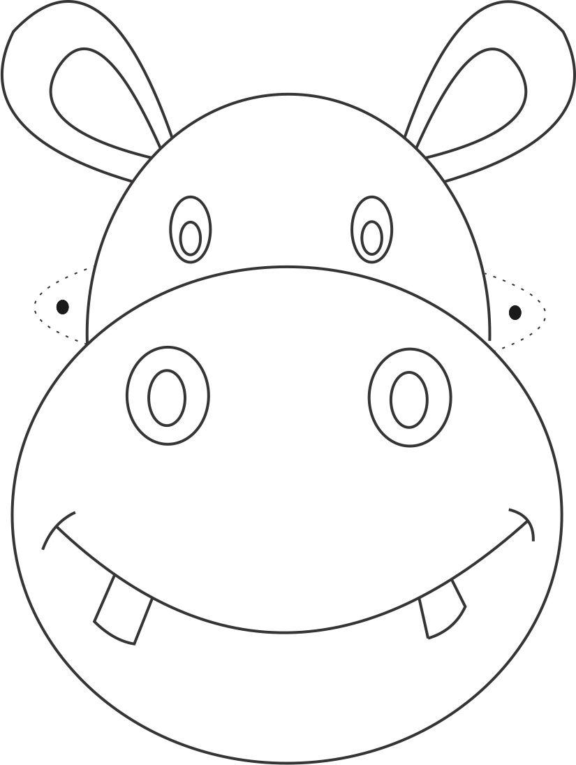 mascara de hipopotamo para colorir
