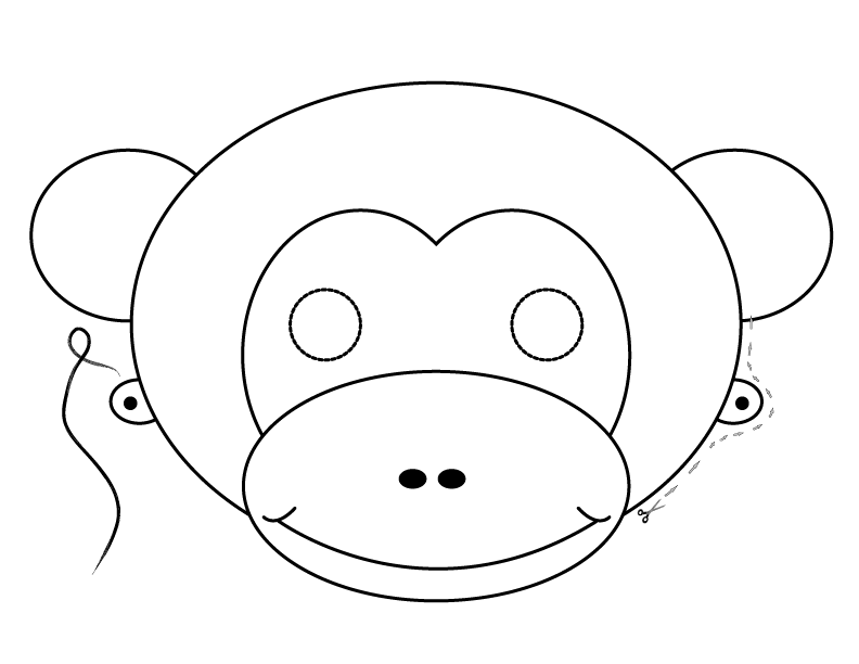 mascara de macaco para colorir