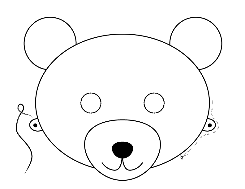 mascara de urso para colorir