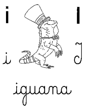 alfabeto cursivo para colorir - letra i