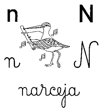 alfabeto cursivo para colorir - letra n