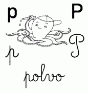 alfabeto cursivo para colorir - letra p