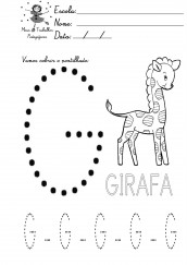 alfabeto pontilhado para colorir – letra g