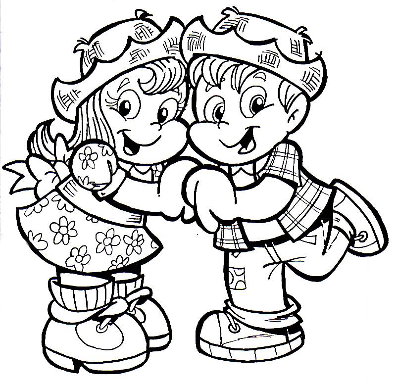 desenho casal caipira para colorir