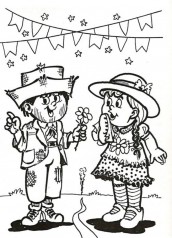 desenho de um casal caipira para colorir