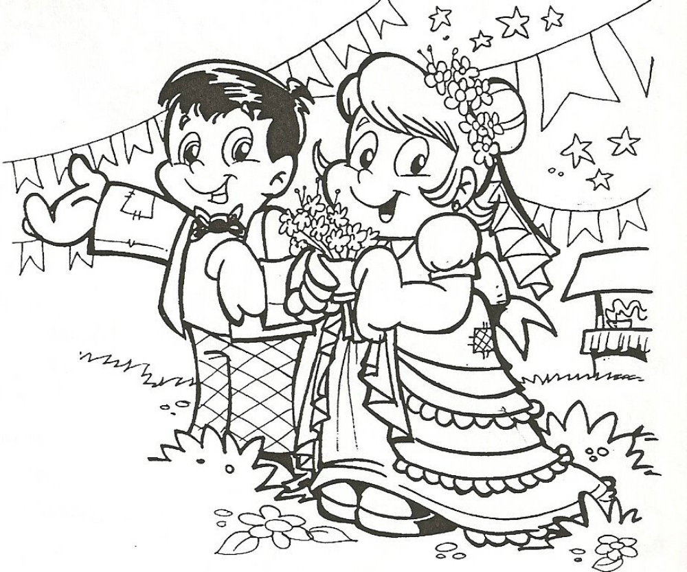 desenhos de casamento na roça para pintar