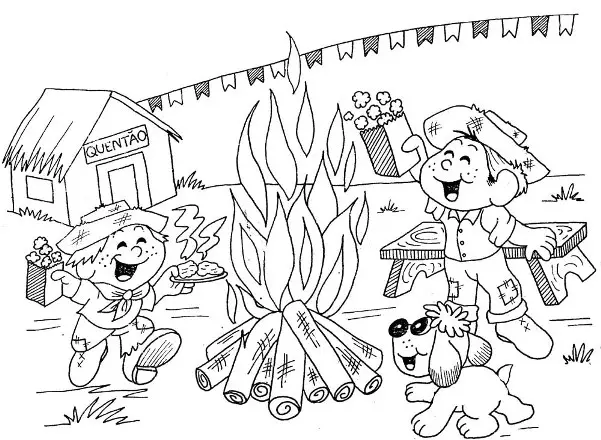 desenhos para colorir fogueira de sao joao