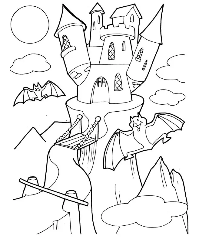 castelo de halloween desenhos para colorir