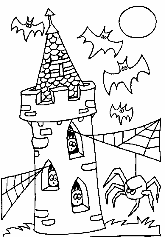 castelo de halloween para colorir