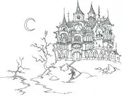 desenhos de castelo de halloween para colorir