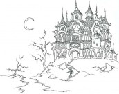 desenhos de castelo de halloween para colorir