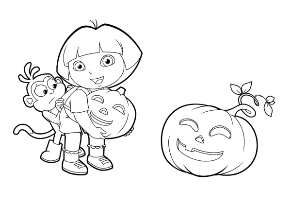 desenhos de dora aventureira halloween colorir