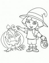 dora aventureira halloween para colorir