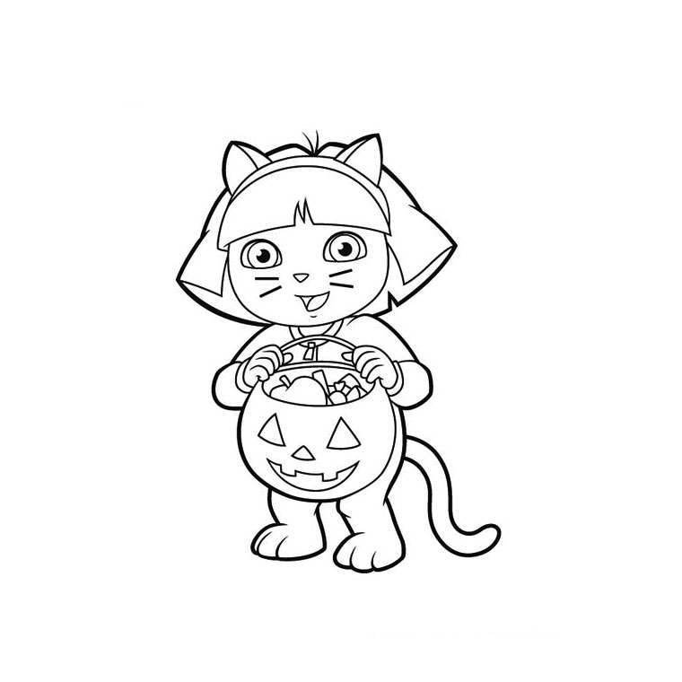 dora aventureira halloween para pintar e imprimir