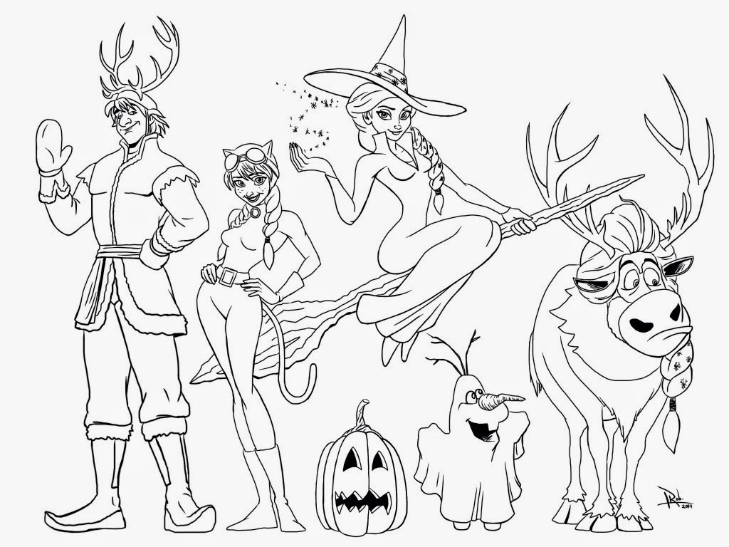 frozen halloween para colorir