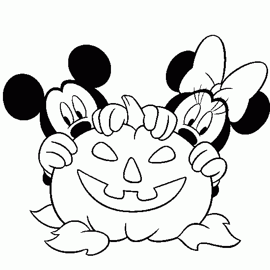 minnie e mickey halloween para colorir