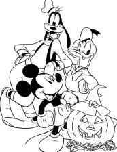 pateta, donald e mickey halloween para colorir