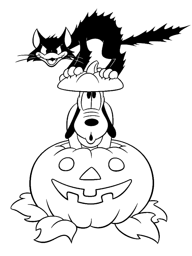 pluto halloween para colorir