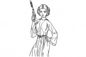 princesa leia disney star wars para colorir