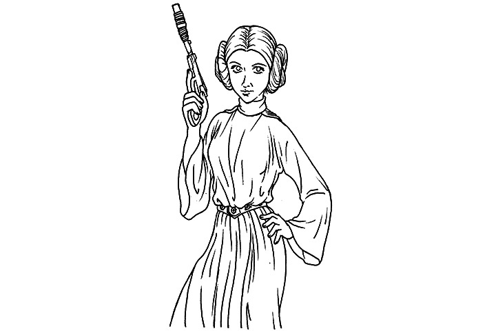 princesa leia disney star wars para colorir