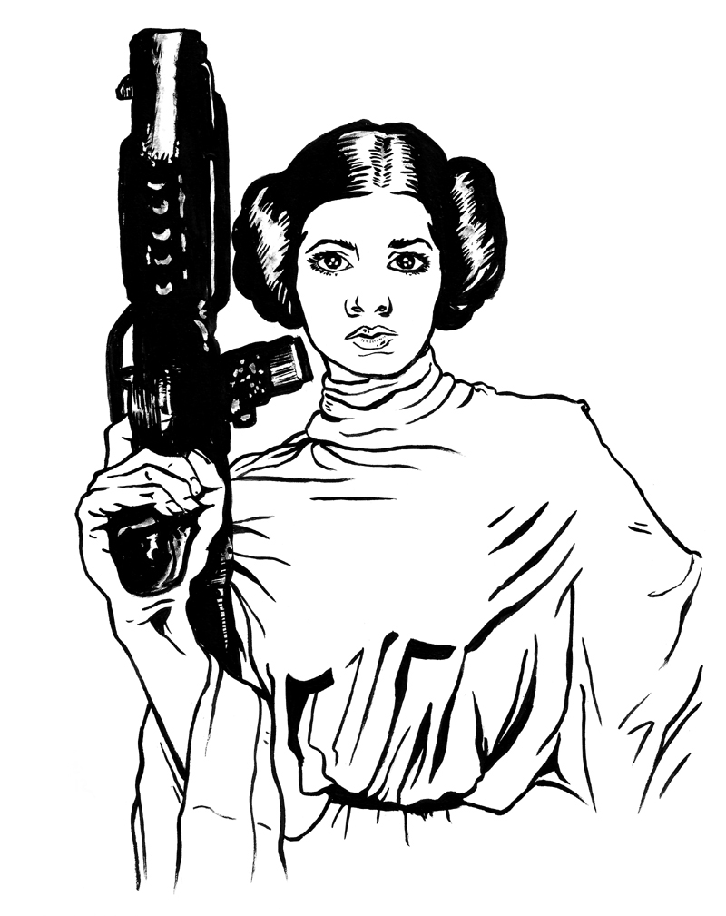 princesa leia para pintar e imprimir