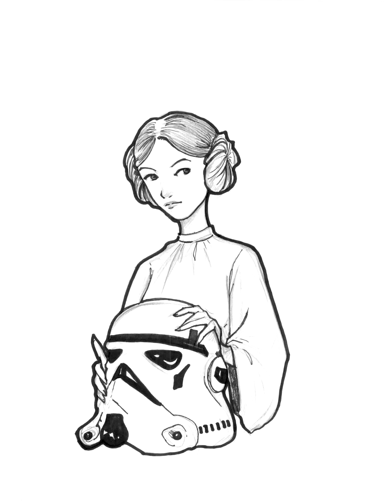 princesa leia star wars para colorir