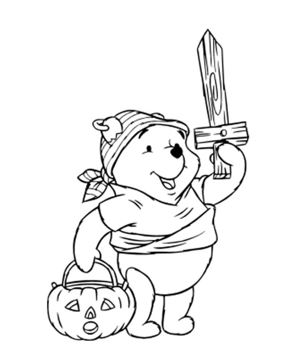 winnie pooh halloween para colorir