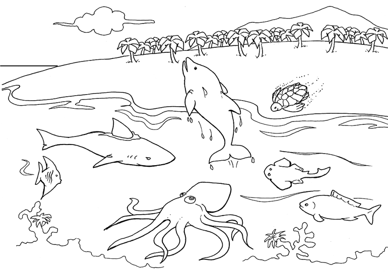 desenhos de oceano para pintar 02