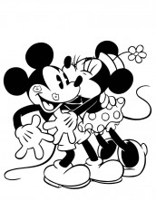 minnie beijando mickey mouse para pintar