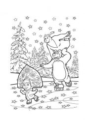 masha e o urso desenho para colorir