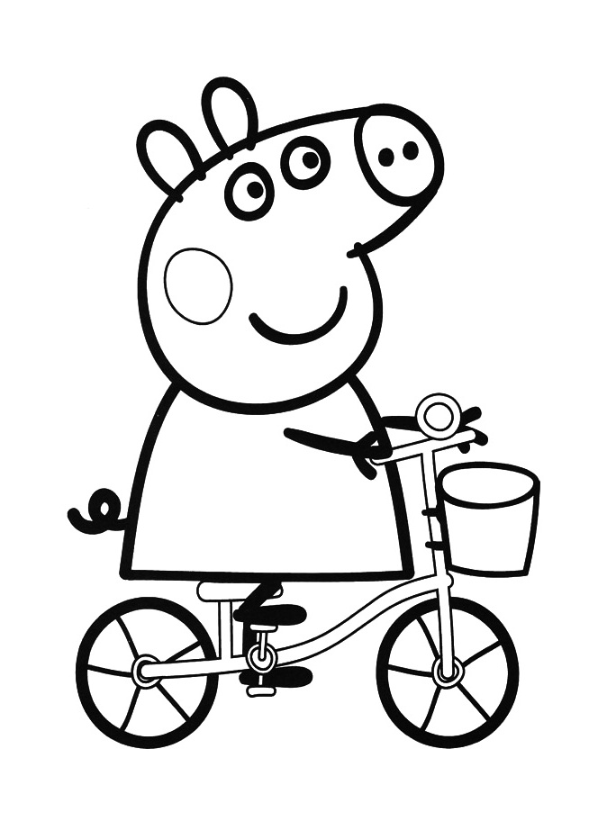 peppa pig na bicicleta para colorir