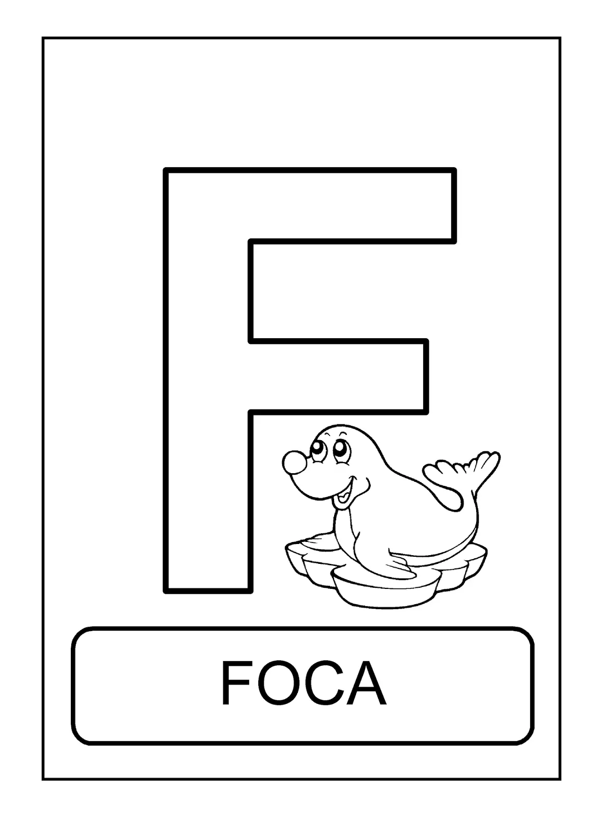 alfabeto de animais F para colorir