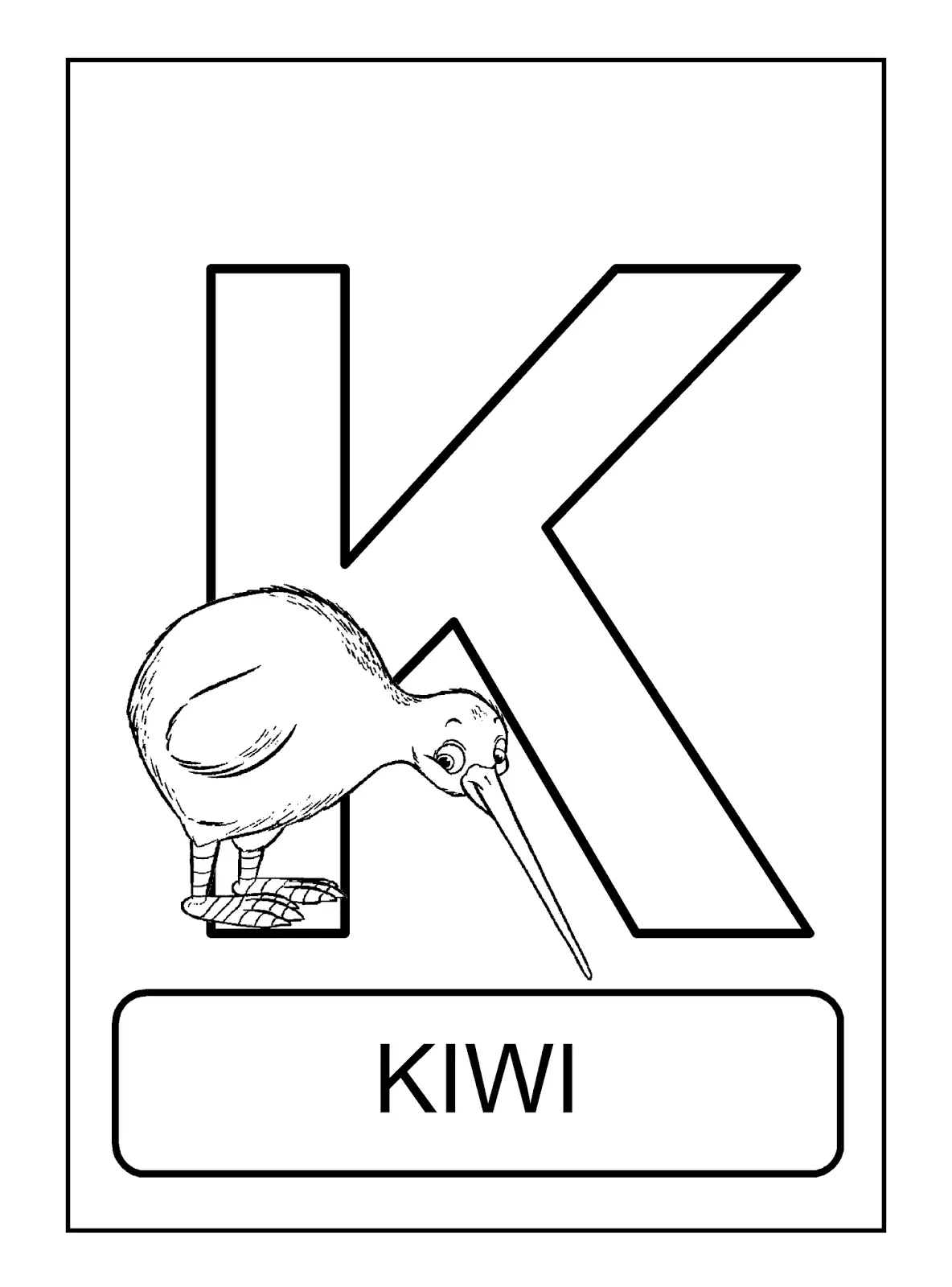 alfabeto de animais K para colorir