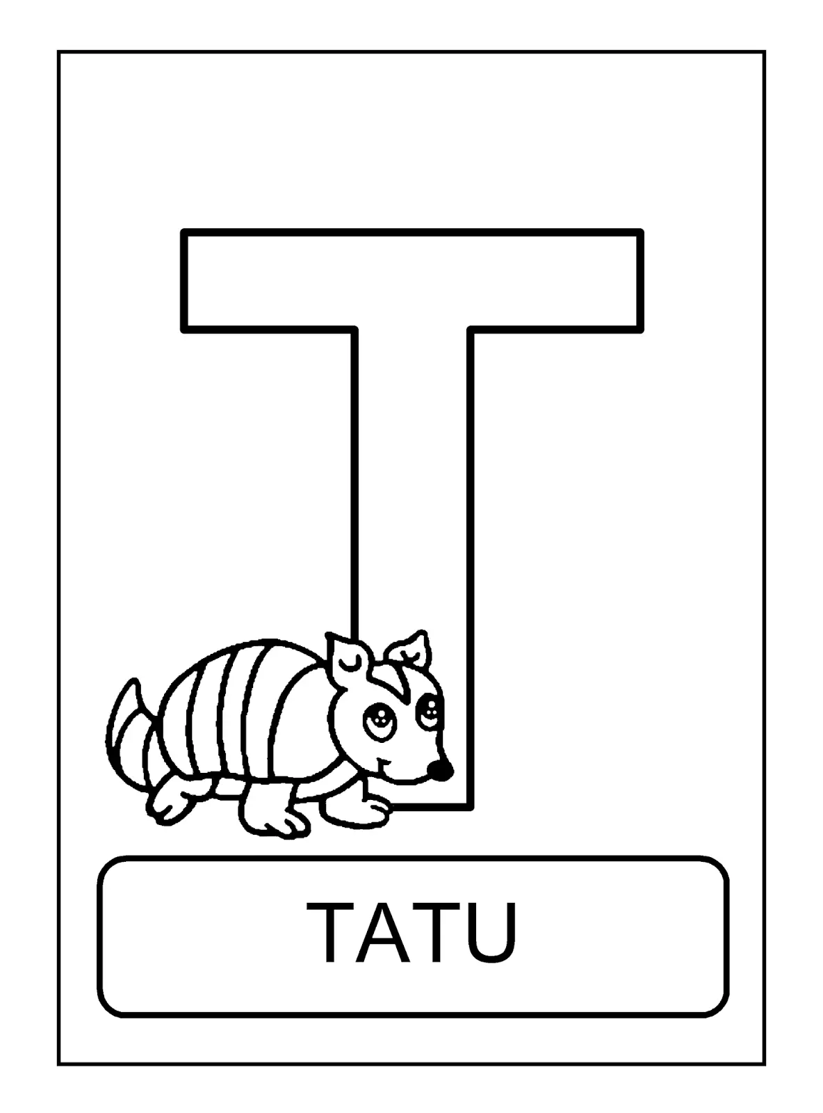 alfabeto de animais T para colorir