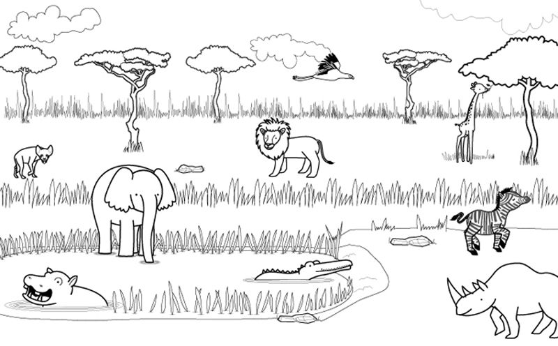 animais da africa para colorir