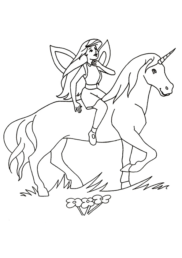 fada e unicornio para colorir