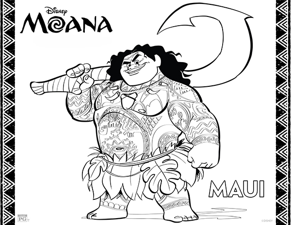 maui moana para colorir