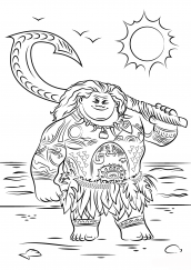 maui personagem da moana para colorir